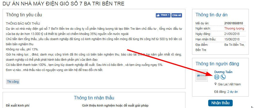 Lấy thông tin chủ đầu tư trên webxaydung.vn